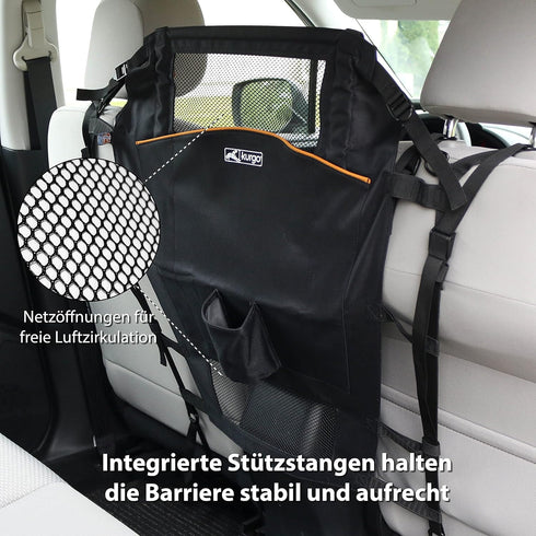 Kurgo Backseat Barrier for Dogs - Prevents Distracted Driving - Mesh Top for Visibility - Fits Cars with Fixed
