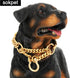 Jewelry Kingdom Gold Dog Martingale Collar Metal Chain with Design Secure Buckle Dog Tag, 18K Cuban Link 15MM (Strong