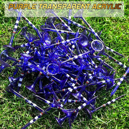 prowithlin Golf Tees 3 1/4 Unbreakable Acrylic, Plastic Golf Tees in Purple (50pcs)
