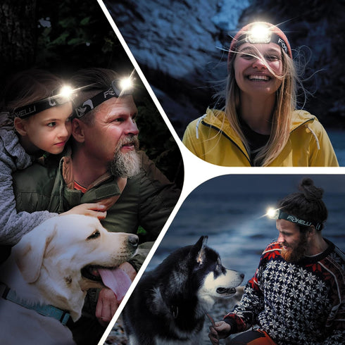 Foxelli LED Headlamp Flashlight for Adults & Kids, Lightweight Waterproof Head Lamp for Running, Camping, Hiking, 3 AAA