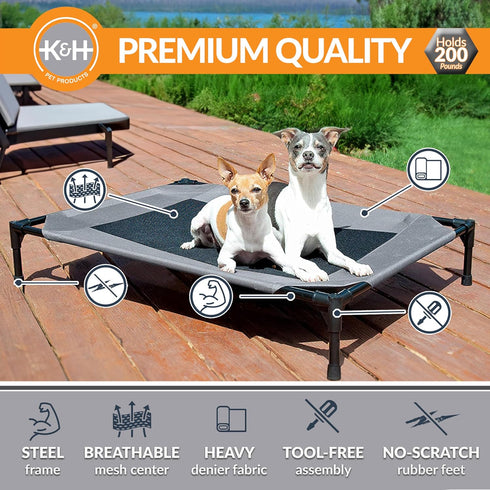 K&H Pet Products Cooling Elevated Raised Bed with Washable Breathable Mesh, Portable Indoor Outdoor Dog Cot, Medium