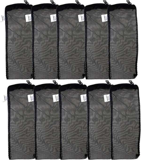 AQUANEAT 10pcs Fine Mesh Aquarium Filter Media Bags, 3”x4”/3”x8”/5.5”x8” with Plastic Zipper for Activated Carbon
