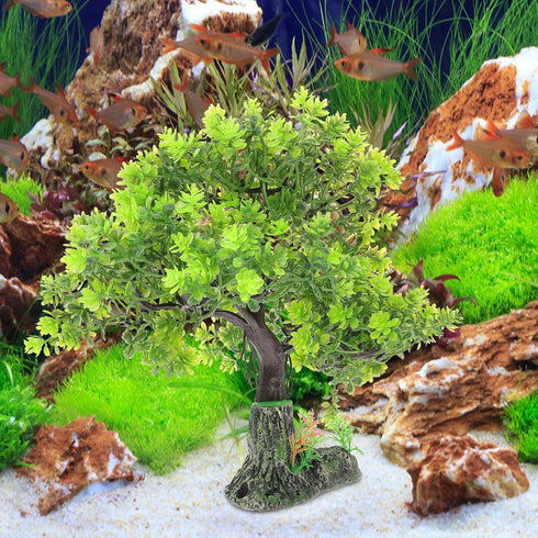 POPETPOP Artificial Aquarium Plant, Plastic Water Plant Tree for Fish Tank Bonsai Ornament and Decor