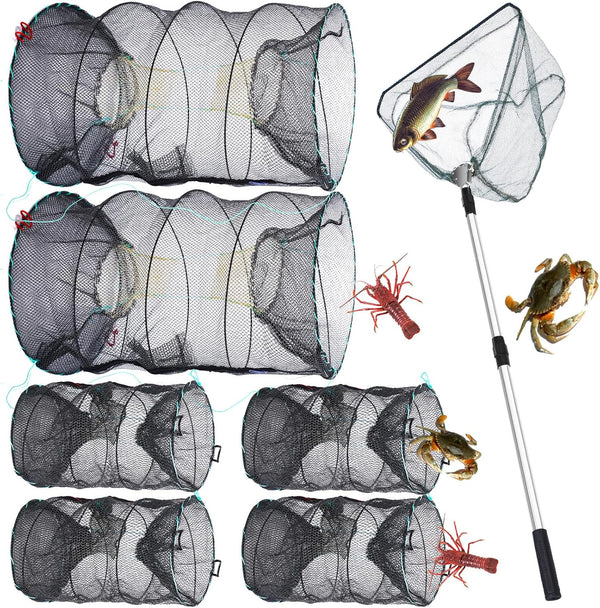 Wovnet 7 Pcs Fish Trap Minnow Trap Crab Trap Crawfish Trap Lobster Trap