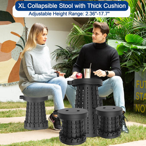 18.1" 600lbs,Retractable Upgraded Collapsible Stool with Adjustable Strap,Lightweight Folding Stool,Load Capacity
