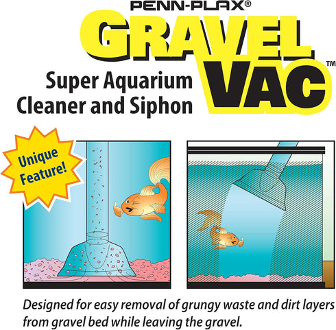 Penn-Plax Gravel Vacuum, 16" for Quicker and Easier Aquarium Cleaning and Maintenance