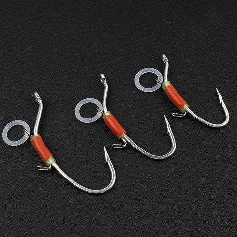 10pcs OROOTL Live Shrimp Hook, Luminous Shrimp Hooks Fishing Saltwater High Carbon Steel Fishing Hooks Barbed Live Bait