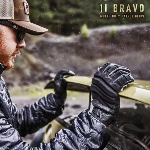 Glove Station 11 Bravo Work Gloves - Goatskin Leather Palm, Knuckle Protection, Gel Foam Patrol Gloves for Men,