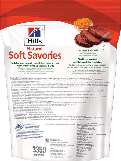 8 oz. Hill's Natural Soft Savories Dog Treats, Beef & Cheddar, Bag