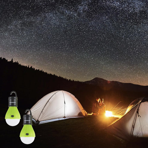 2-Pack Bulbs Settings of Portable LED Tent Light - Indoor/Outdoor Hanging Lights with Three - for Camping, Hiking