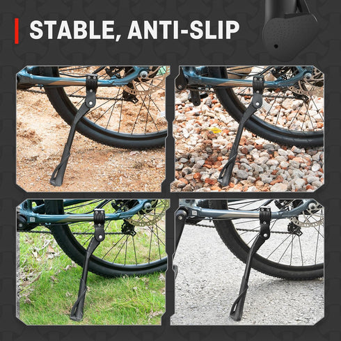 HENMI Adjustable Bike Kickstand for Adult Bikes, Non-Slip Sole Aluminum Alloy for 26"-29" Mountain Trek Bikes