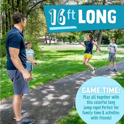 Just Jump It 16' Foot Single Jump Rope for Kids Women and Men - Active Outdoor Youth Fitness Excersing Equipment - Double Dutch Length Gym Accessories by Just Jump It