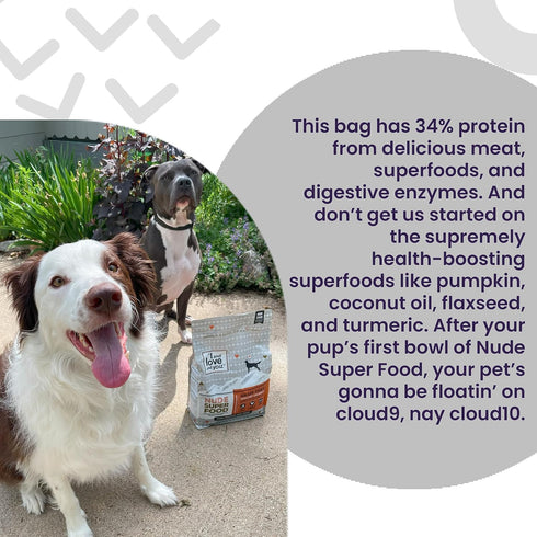 I and love and you Nude Super Food Dry Dog Food, Red Meat Medley, Grain Free, Prebiotic + Probiotic, 5lb Bag