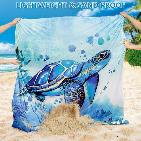 Water-resistant Beach Blanket, Sandproof Mat with Corner Pockets for Beach Festival, Picnic, Travel, Camping