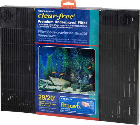 Penn-Plax Undergravel Aquarium Filter for 20-29 Gallon Tanks - Two 14” x 11.1” Plates