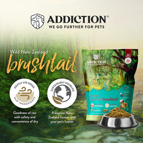 Perfect Summer Brushtail Raw Alternative Dog Food by Addiction, 2 lb - Gently Air-Dried Complete Meal or Topper