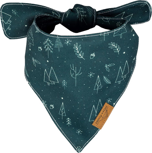 Remy+Roo 2 Pack Dog Bandanas, Evergreen Christmas Set, Premium Durable Fabric, Adjustable Fit