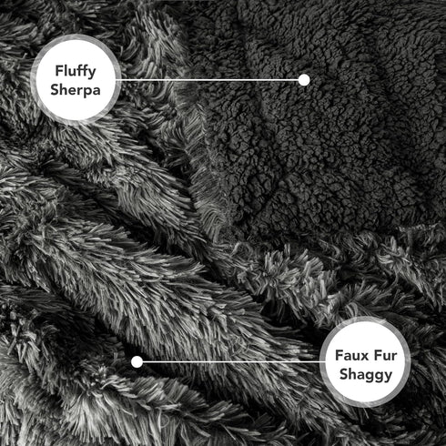 PetAmi Waterproof Dog Blanket - Queen Size Calming Pet Blanket, Sherpa Faux Fur, Soft Fluffy XL, 90x90 Tie-Dye Black