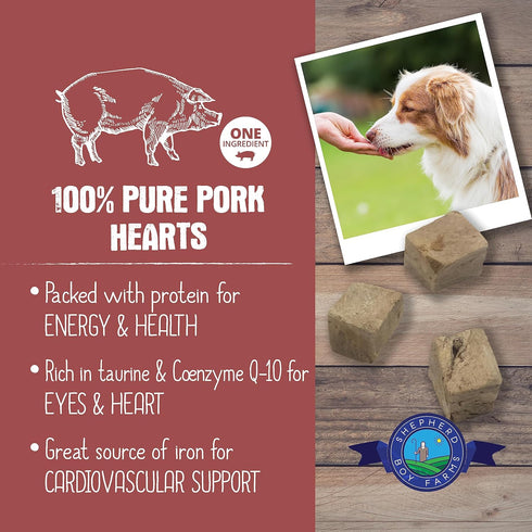 Freeze Dried Dog and Cat Treats - 8oz Pork Heart All Natural Freeze-Dried Dog Treat & Dog Snacks Made in USA