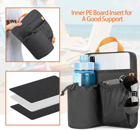 2 GRAOSO Beach Chair Cup Holder, Chair Side Organizer Easily Attached to Armrest with Self-Adhesive Fastener Strap
