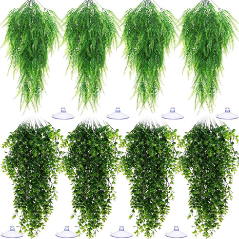 Suncalla 8 Pcs Reptile Plants for Terrarium Assorted Hanging Fake Artificial Vines with