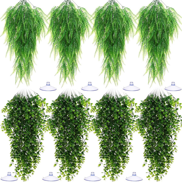 Suncalla 8 Pcs Reptile Plants for Terrarium Assorted Hanging Fake Artificial Vines with