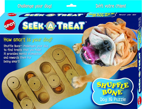 Spot Ethical Pet Interactive Seek-A-Treat Shuffle Bone Toy Puzzle That Will Improve Your Dog's IQ, Specially Designed for Training Treats