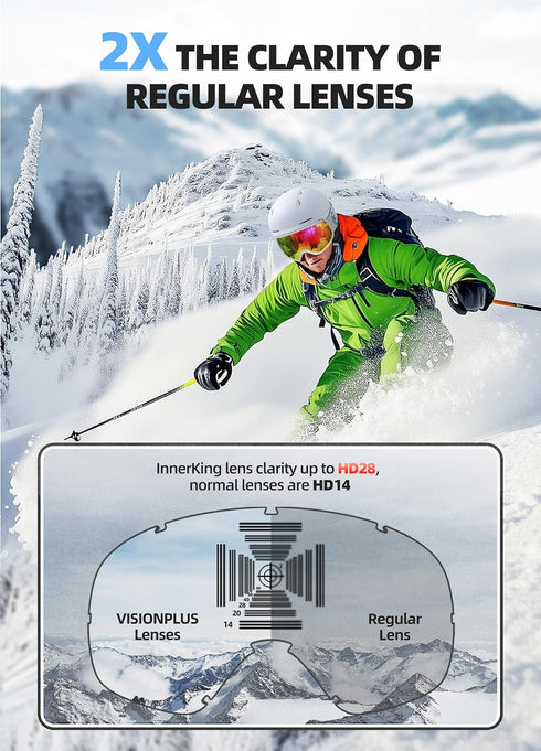 OTG Ski Goggles, Over Glasses Snow/Snowboard Sports Goggles Anti Fog for Adults & Youth