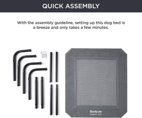 Bedsure XL Elevated Cooling Dog Bed Cot, Raised Pet Bed with No-Slip Feet, Durable Supportive Mesh for Indoor/Outdoor