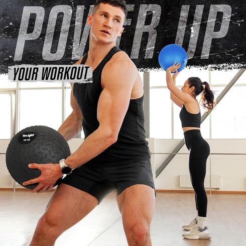 Yes4All 10-40lb Slam Balls, Weighted Ball Weight, Durable PVC Sand Filled Workout Dynamic Slam Ball for Core Strengthen
