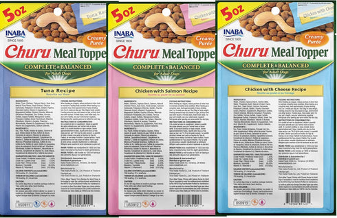 INABA Churu for Dogs, Grain-Free, Lickable Creamy Purée Dog Treat/Topper, 18 Tubes Total
