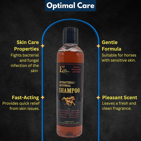 E3 (8 oz) Antifungal Ketoconazole and Thymol Skincare Shampoo for Horses and Dogs - Relieves Itching, Irritation