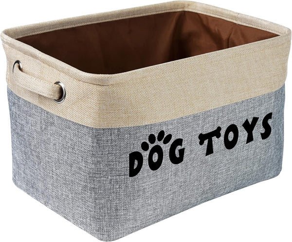 PET ARTIST Non-Customized Dog Toy Storage Basket - Gray, 15"L x 11"W x 9"H