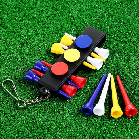 MUXSAM Black Golf Tee Holder for Bag, 1-Pack Carrier with 12 Tee Holes and 3 Ball Markers