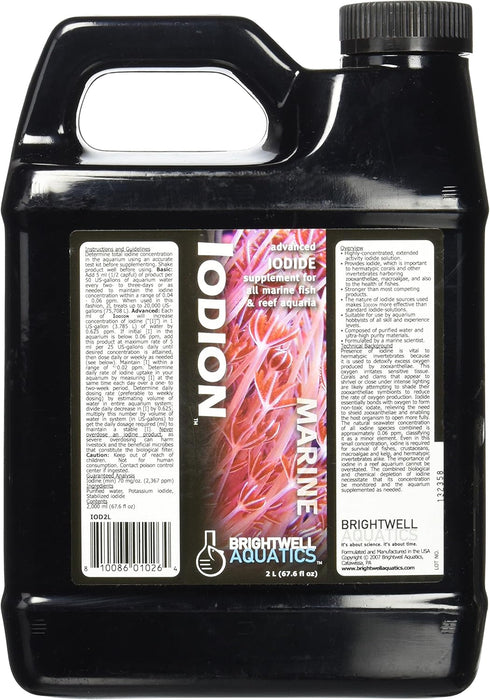Brightwell Aquatics Iodion - Concentrated Iodide Supplement for Marine Fish Aquariums, 2-L, Model IOD2L