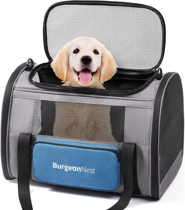 BurgeonNest Cat Carrier for Large Cats up to 20 lbs, Soft-Sided Pet Carrier for Small Dogs, 4 Ventilated Windows