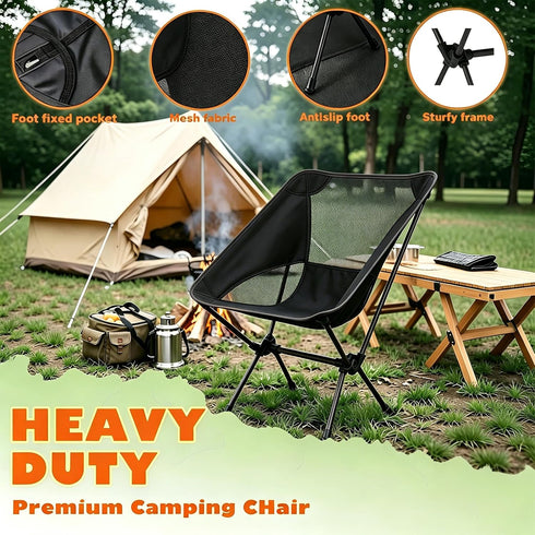 ElutaGioy Backpacking Camping Chair, Portable Foldable Compact Chair with Breathable Nylon Mesh, Lightweight Folding