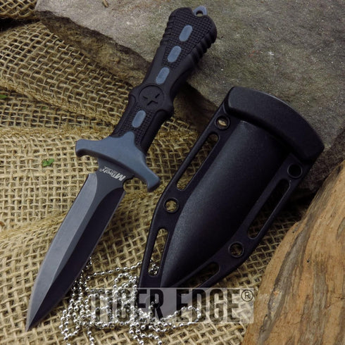Mtech FIXED-BLADE DAGGER | Black Double Edge Tactical Military Boot Neck ProTactical'US - Elite Knife