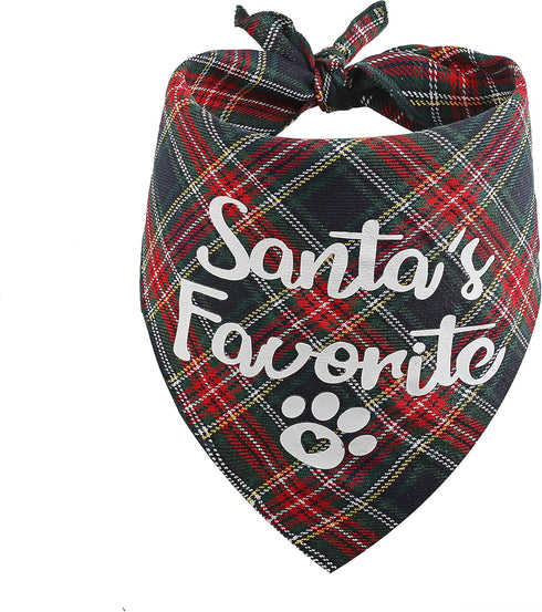 Christmas Bandanas for Dogs, 3 Pack Plaid Pet Bandana for Medium Large Dogs