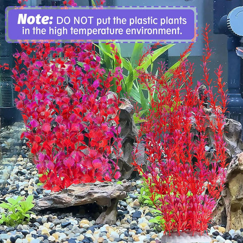 23.6-inch Tall,2PCSRed Hamiledyi Aquarium Plastic Plants Aquarium Decor Artificial Fish Tank Plants,Tall Fish Tank