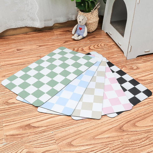 Ralxion Checkered Dog Feeding Mat, Absorbent Mats for Food and Water Bowl, Retro Modern Aesthetic Sage Green