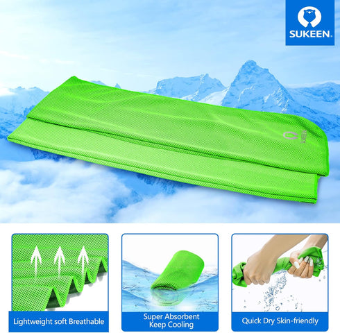 Sukeen 4 Pack Cooling Towel (40"x12"), Soft Breathable Ice Towel, Microfiber for Yoga, Sport, Running, Gym, Camping
