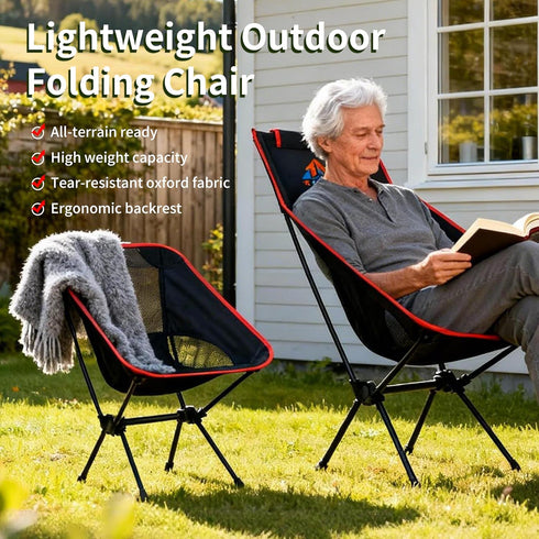 Lightweight Folding Lawn Chairs with Carry Bag,Stable and Sturdy Camping Chair with Back Support, Suitable for Fishing