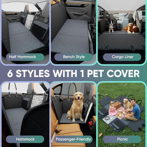 Sajoda 900D 400lbs, Hammock Hard Bottom Dog Car Seat Cover for Back Seat, Oxford Waterproof Pet Seat Extender Supports