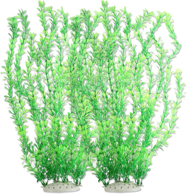 Large Plastic Aquarium Plants, Tall 20.47" Green Decor, Big Aquarium Plants for Fish Tanks (2pcs)