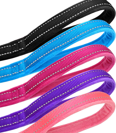 Didog Dog Walking Leash - 4 FT Black with Soft Flannel Padded Handle, Reflective Night Safety for Small Medium Dogs