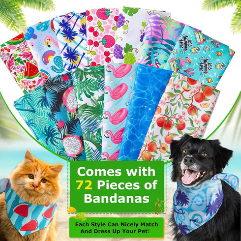 72 Packs Summer Dog Bandanas Bulk Buffalo Plaid Cat Bandana Scarf Triangle Fruit Drool Bibs Washable Adjustable