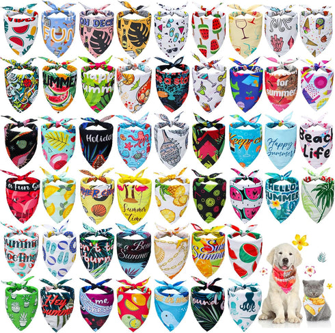 Chunful 50 Pcs Dog Bandanas Bulk Summer Flora Dog Bandanas Pet Triangle
