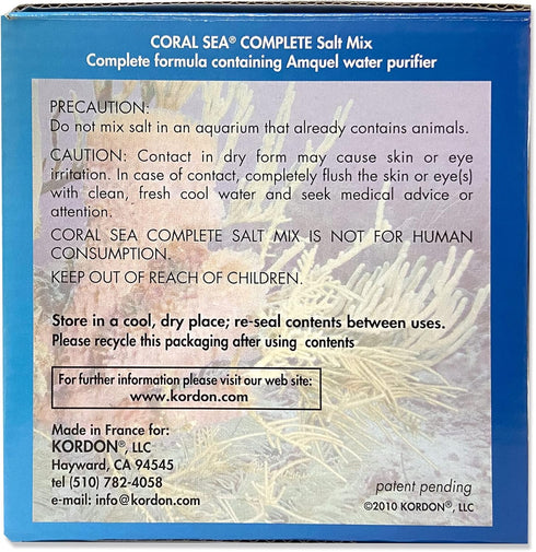 KORDON #22025 Coral Sea Salt Mix with Amquel, 7-Gallon for Aquariums