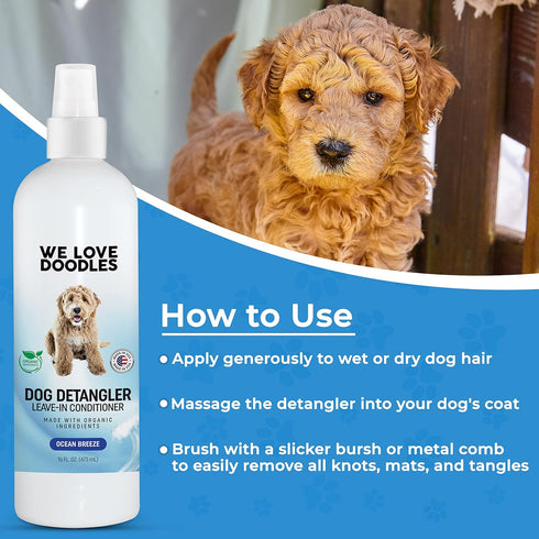 We Love Doodles Dog Detangler Spray - Leave-in Conditioner for Dogs, Dematting Spray, Tangle Remover - Made in The USA,